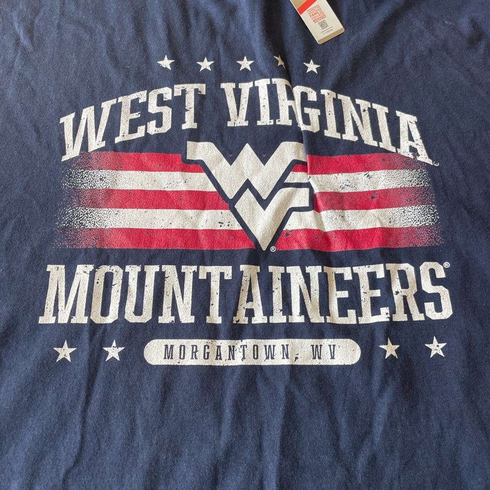 NWT West Virginia Blue and White Mountaineers Short Sleeve Tee